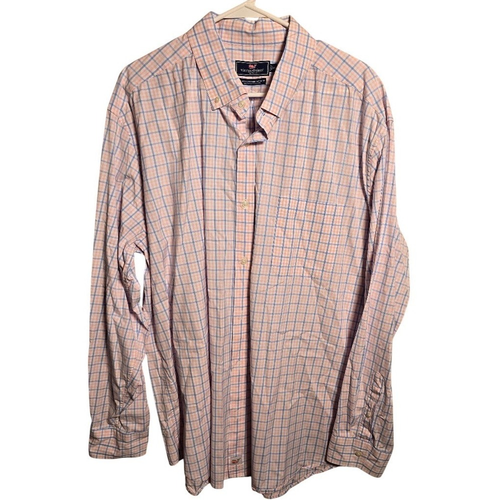 Vineyard Vines Mens 2X Classic Fit Murray Shirt Pink Blue Plaid Button Down. 781